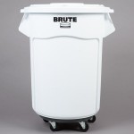 Rubbermaid® BRUTE 55 Gallon / 880 Cup White Round Mobile Ingredient Storage Bin with Lid