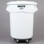 Rubbermaid® BRUTE 55 Gallon / 880 Cup White Round Mobile Ingredient Storage Bin with Lid