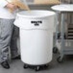 Rubbermaid® BRUTE 55 Gallon / 880 Cup White Round Mobile Ingredient Storage Bin with Lid