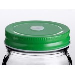Acopa Rustic Charm 16 oz. Drinking Jar with Green Metal Lid with Straw Hole - 12/Case