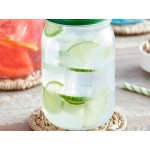 Acopa Rustic Charm 16 oz. Drinking Jar with Green Metal Lid with Straw Hole - 12/Case