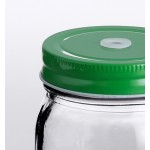 Acopa Rustic Charm 16 oz. Drinking Jar with Green Metal Lid with Straw Hole - 12/Case