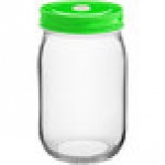 Acopa Rustic Charm 16 oz. Drinking Jar with Green Metal Lid with Straw Hole - 12/Case