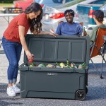 CaterGator CG100CHRW Charcoal 110 Qt. Mobile Rotomolded Outdoor Cooler / Ice Chest