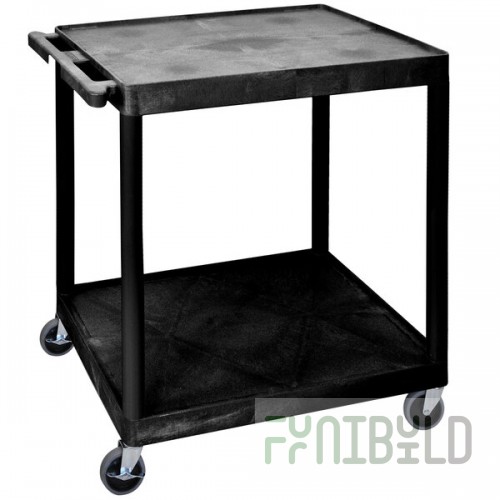 Luxor HE38-B Black 2 Shelf Utility Cart - 32