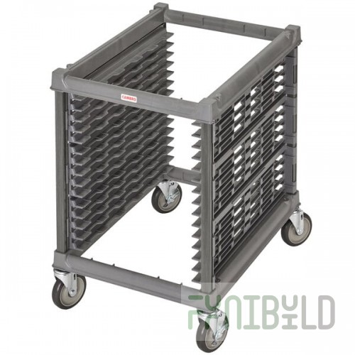 Cambro UPR1826U15 Camshelving® Ultimate 15 Pan Undercounter End Load Bun / Sheet Pan Rack with Metal Casters - Unassembled