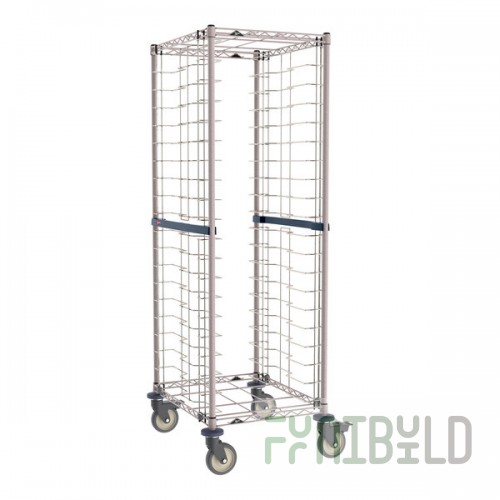 Metro RE3K4S Super Erecta Metroseal Gray Epoxy 20 Pan End Load Bun / Sheet Pan Rack with Non-Marking Casters - Unassembled
