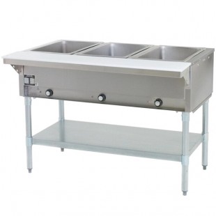 Eagle Group SHT3 Liquid Propane Steam Table Three Pan - All Stainless Steel - Open Well Eagle Group SHT3 Liquid Propane Steam Table Three Pan - All Stainless Steel - Open Well
