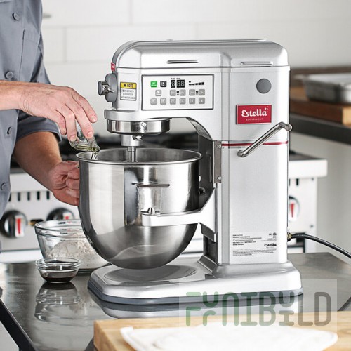 Estella EMIX8 Silver 8 Qt. Programmable Bowl Lift Countertop Mixer with Standard Accessories - 120V, 4/5 hp