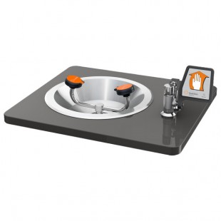 Guardian Equipment G1766 Recess Deck Mounted Eye and Face Wash Station with Stainless Steel Bowl and Flag Handle