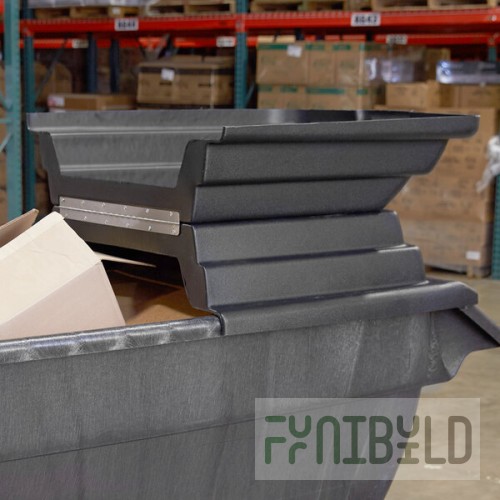 Rubbermaid® 1 Cubic Yard Black Rotomolded Tilt Truck / Trash Cart with Hinged Dome Lid (850 lb.)