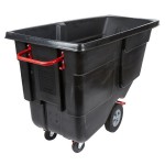 Rubbermaid® 1 Cubic Yard Black Rotomolded Tilt Truck / Trash Cart with Hinged Dome Lid (850 lb.)