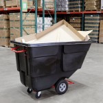 Rubbermaid® 1 Cubic Yard Black Rotomolded Tilt Truck / Trash Cart with Hinged Dome Lid (850 lb.)