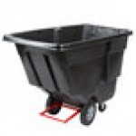 Rubbermaid® 1 Cubic Yard Black Rotomolded Tilt Truck / Trash Cart with Hinged Dome Lid (850 lb.)