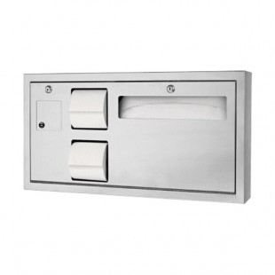 American Specialties, Inc. Traditional 10-0487-L-9 Surface-Mounted ADA Toilet Seat Cover / Toilet Tissue Dispenser with Disposal Bin American Specialties, Inc. Traditional 10-0487-L-9 Surface-Mounted ADA Toilet Seat Cover / Toilet Tissue Dispenser with Disposal Bin