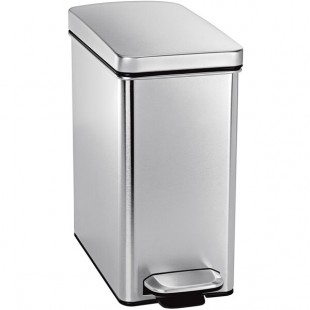 simplehuman CW1898 2.6 Gallon / 10 Liter Brushed Stainless Steel Rectangular End Step-On Trash Can simplehuman CW1898 2.6 Gallon / 10 Liter Brushed Stainless Steel Rectangular End Step-On Trash Can