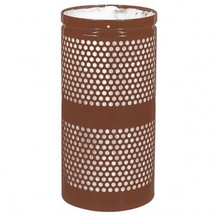 Ex-Cell Kaiser WR-10R COFFEE Landscape Series 10 Gallon Round Coffee Gloss Perforated Trash Can