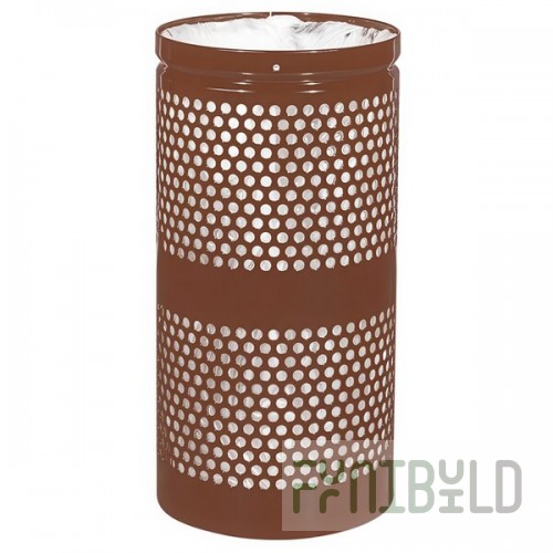 Ex-Cell Kaiser WR-10R COFFEE Landscape Series 10 Gallon Round Coffee Gloss Perforated Trash Can