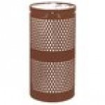 Ex-Cell Kaiser WR-10R COFFEE Landscape Series 10 Gallon Round Coffee Gloss Perforated Trash Can