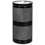 Ex-Cell Kaiser WR-10R COFFEE Landscape Series 10 Gallon Round Coffee Gloss Perforated Trash Can