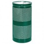 Ex-Cell Kaiser WR-10R COFFEE Landscape Series 10 Gallon Round Coffee Gloss Perforated Trash Can