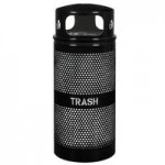 Ex-Cell Kaiser WR-10R COFFEE Landscape Series 10 Gallon Round Coffee Gloss Perforated Trash Can