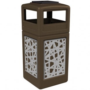 Commercial Zone 733026299 42 Gallon Brown Square Trash Can with Stainless Steel Intermingle Panels and Ashtray Lid Commercial Zone 733026299 42 Gallon Brown Square Trash Can with Stainless Steel Intermingle Panels and Ashtray Lid