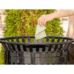 Lancaster Table & Seating 45 Gallon Heavy-Duty Round Black Steel Slatted Outdoor Trash Can with Flat Lid and Door Lancaster Table & Seating 45 Gallon Heavy-Duty Round Black Steel Slatted Outdoor Trash Can with Flat Lid and Door