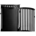 Lancaster Table & Seating 45 Gallon Heavy-Duty Round Black Steel Slatted Outdoor Trash Can with Flat Lid and Door Lancaster Table & Seating 45 Gallon Heavy-Duty Round Black Steel Slatted Outdoor Trash Can with Flat Lid and Door