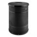 Lancaster Table & Seating 45 Gallon Heavy-Duty Round Black Steel Slatted Outdoor Trash Can with Flat Lid and Door Lancaster Table & Seating 45 Gallon Heavy-Duty Round Black Steel Slatted Outdoor Trash Can with Flat Lid and Door
