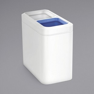 simplehuman CW1491 5.3 Gallon / 20 Liter White Rectangular Stainless Steel Slim Dual Compartment Open Top Wastebasket / Trash and Recycling Can