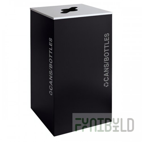 Ex-Cell Kaiser RC-KD36-C BT-PBG Black Tie Kaleidoscope Pebble Black Gloss Square 36 Gallon Cans / Bottles Receptacle