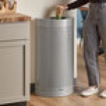 Rubbermaid® FGSH12EPLSM Silhouettes Silver Metallic Steel Designer Half Round Trash Can - 12 Gallon