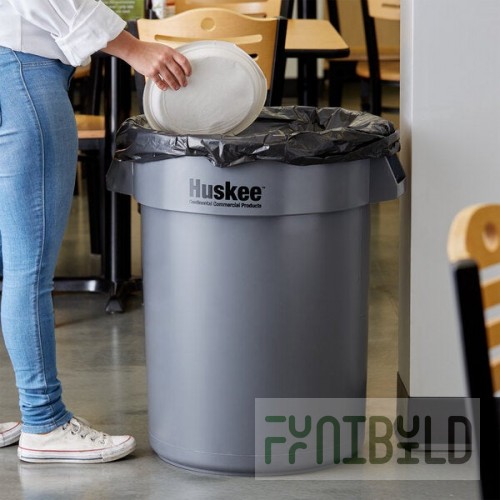 Continental 3200GY Huskee 32 Gallon Gray Round Trash Can
