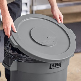 Lavex 20 Gallon Gray Round Commercial Trash Can Lid