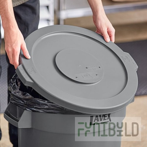 Lavex 20 Gallon Gray Round Commercial Trash Can Lid