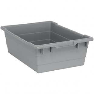 Quantum 9.81 Gallon Gray Cross Stack Tub with Built-In Handle Grips and Bottom Grooves TUB2417-8GY Quantum 9.81 Gallon Gray Cross Stack Tub with Built-In Handle Grips and Bottom Grooves TUB2417-8GY