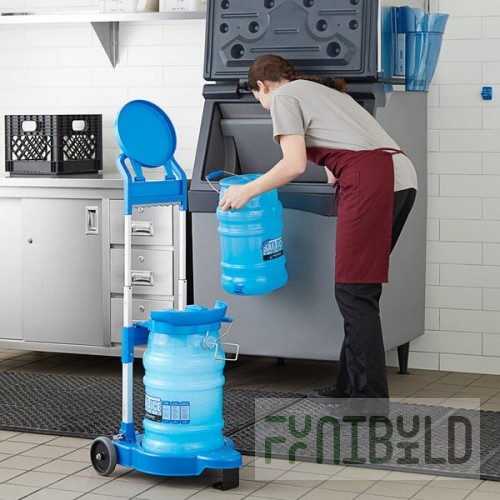San Jamar Saf-T-Ice 50 lb. Polypropylene Ice Tote Transport Set with 2 Ice Totes and Cart