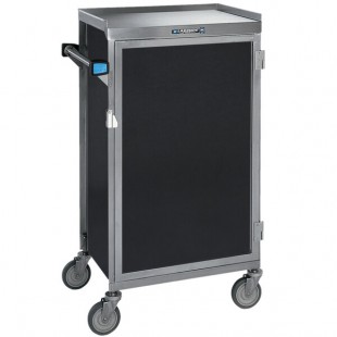 Lakeside 654B Stainless Steel Six Tray Meal Delivery Cart With Black Laminate Finish - 25 1/8