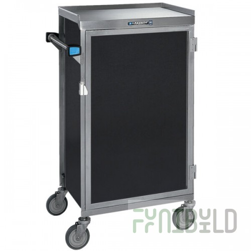 Lakeside 654B Stainless Steel Six Tray Meal Delivery Cart With Black Laminate Finish - 25 1/8
