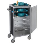 Lakeside 654B Stainless Steel Six Tray Meal Delivery Cart With Black Laminate Finish - 25 1/8