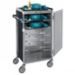 Lakeside 654B Stainless Steel Six Tray Meal Delivery Cart With Black Laminate Finish - 25 1/8