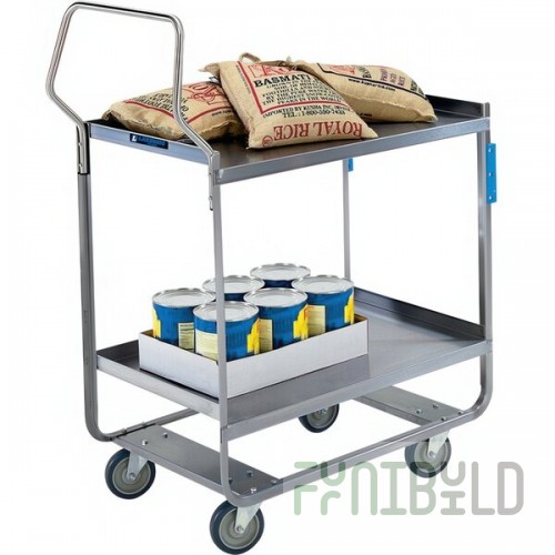 Lakeside 4711 Handler Series Stainless Steel Three Shelf Heavy-Duty Utility Cart - 16 1/4