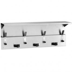 Bobrick B-239 Utility Shelf with Mop / Broom Holders and Rag Hooks Bobrick B-239 Utility Shelf with Mop / Broom Holders and Rag Hooks