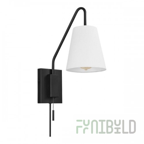 Globe Lofty Chic Matte Black Wall Sconce with White Linen Shade and Swing Arm - 120V, 60W