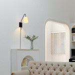Globe Lofty Chic Matte Black Wall Sconce with White Linen Shade and Swing Arm - 120V, 60W