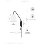 Globe Lofty Chic Matte Black Wall Sconce with White Linen Shade and Swing Arm - 120V, 60W