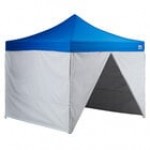 Backyard Pro Courtyard Series 10' x 10' Blue Straight Leg Aluminum Instant Pop Up Canopy Tent Deluxe Kit with 4 Side Walls