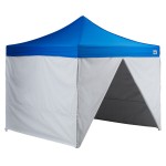 Backyard Pro Courtyard Series 10' x 10' Blue Straight Leg Aluminum Instant Pop Up Canopy Tent Deluxe Kit with 4 Side Walls