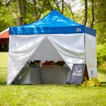 Backyard Pro Courtyard Series 10' x 10' Blue Straight Leg Aluminum Instant Pop Up Canopy Tent Deluxe Kit with 4 Side Walls